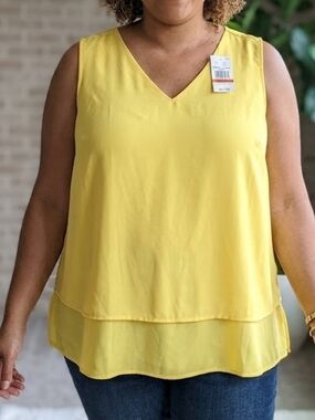 Michael Kors Yellow Layered V-Neck Camisole